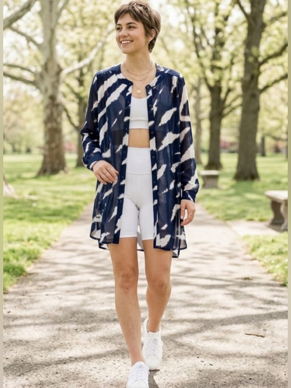 PICADILLY🎪LONG Stylish Navy/White/Black LINED LONG Tunic SIZE MEDIUM